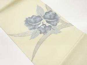 絽カトレア模様織出し開き名古屋帯（額縁仕立て）